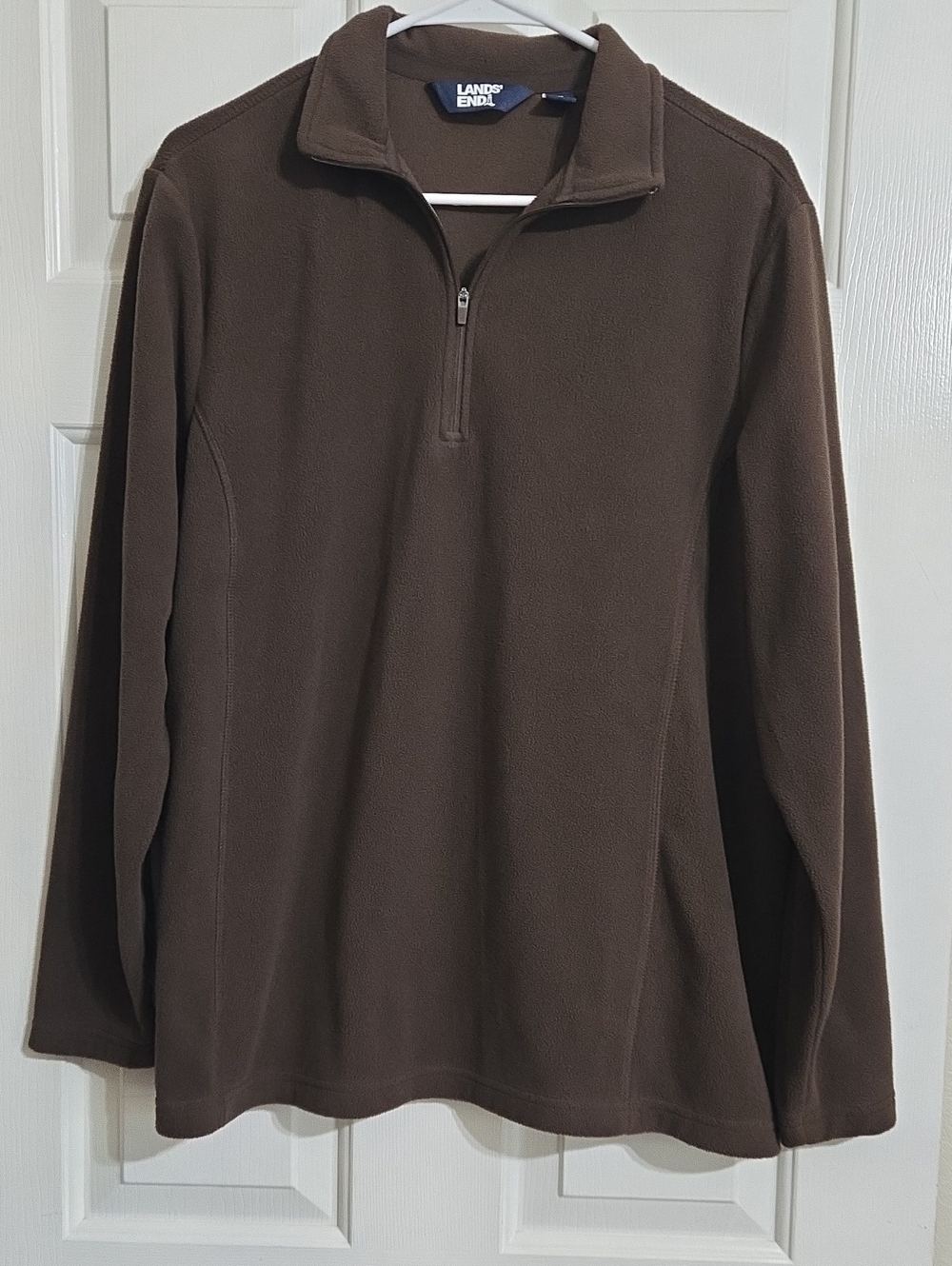 Lands' End Women's Brown Quarter-Zip Fleece Pullover